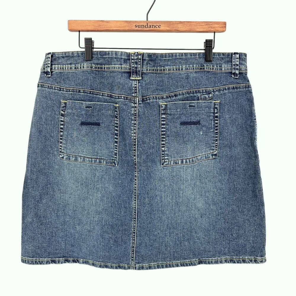 NEW Denim Mini Skirt Plus Size 18 Vtg 90s Y2K Wah Jeans Blue Jean Preppy Western - Picture 5 of 6